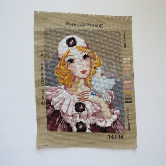Girl with Dove Royal Paris Steiner Freres #14114 Vintage French Needlepoint - Picture 1 of 7